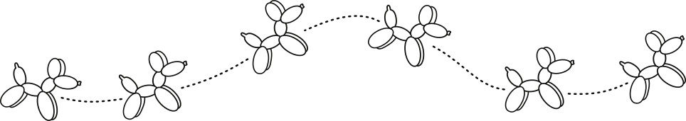 6 balloon dogs